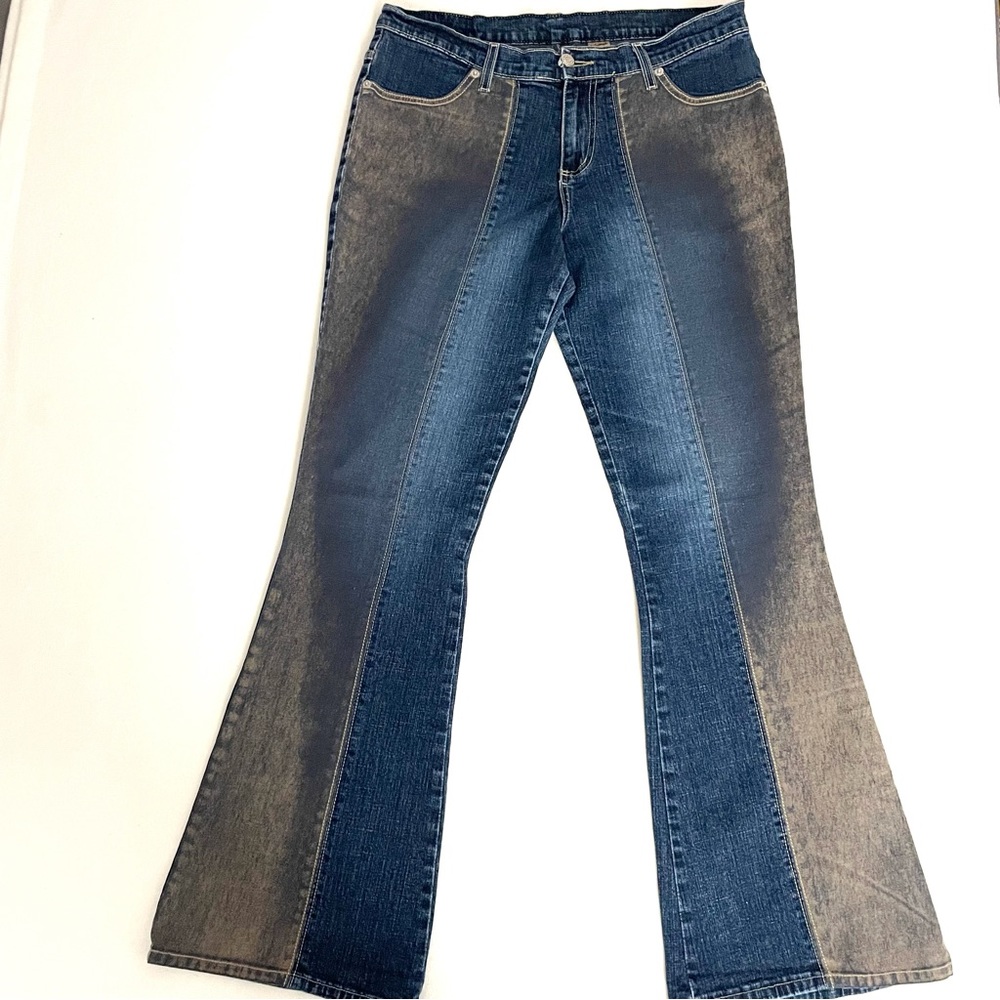 Women's Two-Tone Wide Leg Jeans - Blue